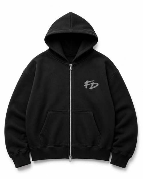 Distressed Zip-Up Hoodie
