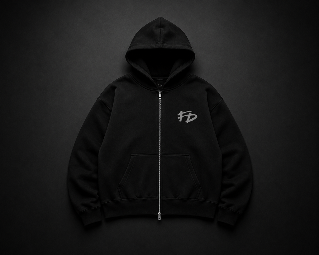 Distressed Zip-Up Hoodie